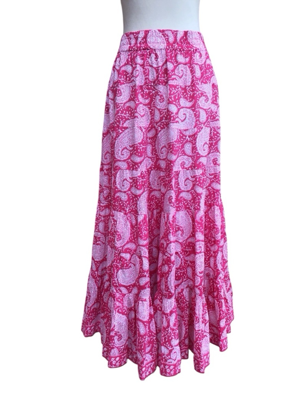La Plage Jaipur Double Paisley Tiered Maxi Skirt NEW